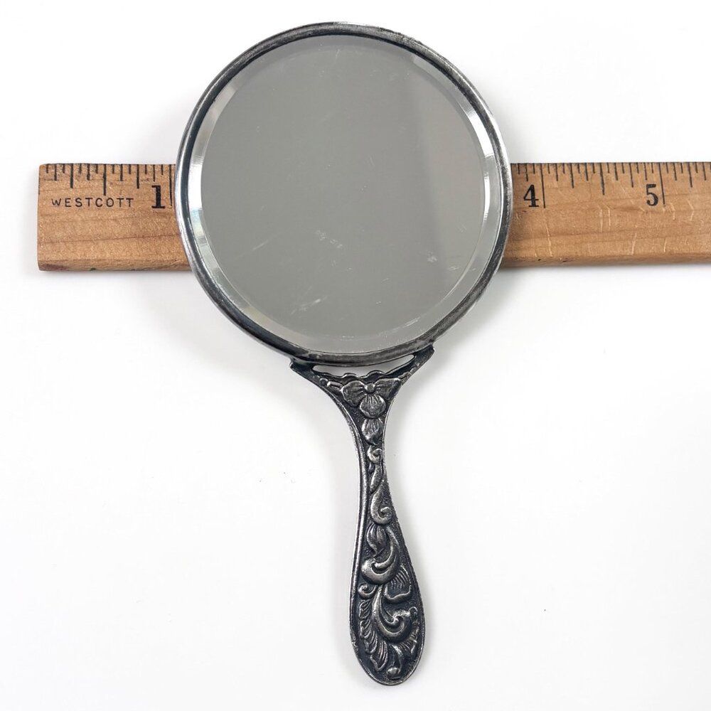 Vintage Hans Jensen Denmark Silver Plated Hand Mirror Repoussé Stamped Danish - Picture 4 of 13